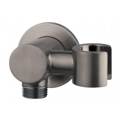 Wiesbaden Wandaansluitbocht met kantelbare handdouchehouder rond 1/2" gunmetal OUTLETSTORE