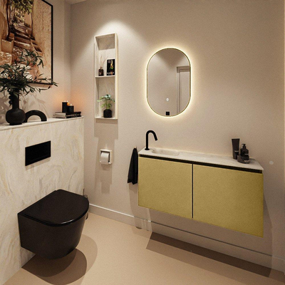 MONDIAZ TURE-DLUX 100cm toiletmeubel Oro. EDEN wastafel Ostra positie links. Met 1 kraangat.