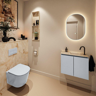 MONDIAZ TURE-DLUX 60cm toiletmeubel Clay. EDEN wastafel Frappe positie rechts. Met 1 kraangat.