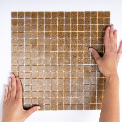 The Mosaic Factory Amsterdam mozaïektegel - 32.2x32.2cm - wand en vloertegel - Vierkant - Glas Light Brown Mat