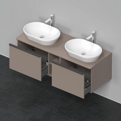 Duravit D-Neo wastafelonderkast 140x45.9x55cm 2 lades Basalt Mat