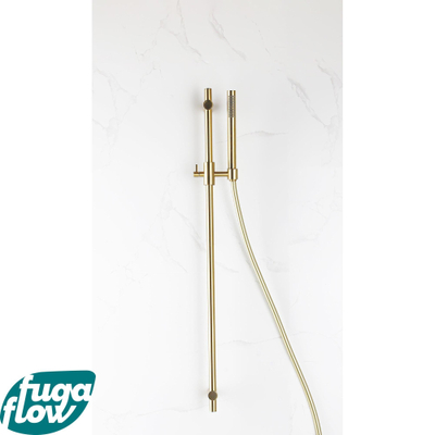 FugaFlow Eccelente Sobrado Badkamer glijstangset 90cm met staafhanddouche en gladde doucheslang PVD Geborsteld messing