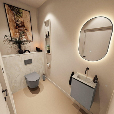 MONDIAZ TURE-DLUX 40cm toiletmeubel Smoke. EDEN wastafel Ostra positie midden. Zonder kraangat.