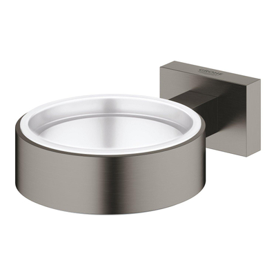 GROHE Essentials Cube Bekerhouder - 7.2x10.7x2.8cm - zonder glas - brushed hard graphite