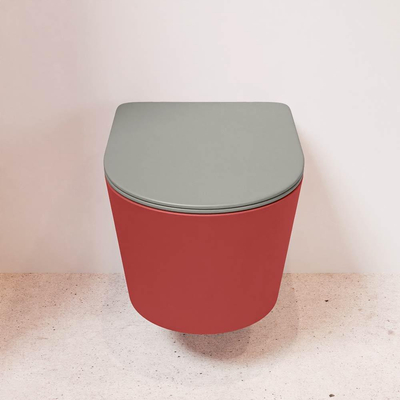 MONDIAZ LAVIE wandclosetpack - 36x53cm - diepspoel - rimless - Fire (rood) - softclose - quick-release - toiletzitting - Smoke (grijs)
