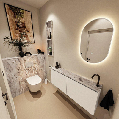 MONDIAZ TURE-DLUX 120cm toiletmeubel Talc. EDEN wastafel Glace positie rechts. Met 1 kraangat.