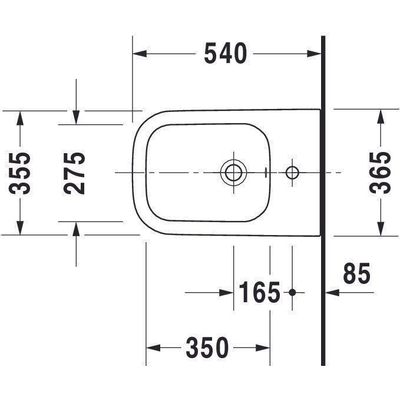 Duravit HappyD 2 wandbidet 35.5x54cm met overloop met kraangat wit