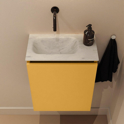 MONDIAZ TURE-DLUX 40cm toiletmeubel Ocher. EDEN wastafel Opalo positie links. Zonder kraangat.