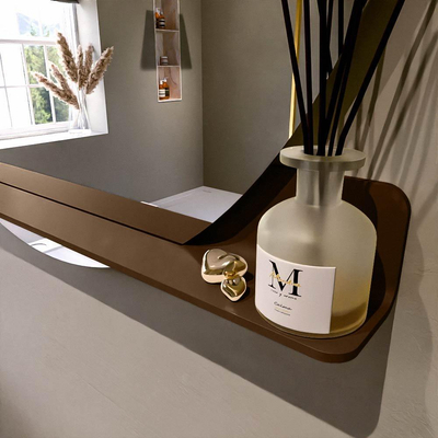 Mondiaz SPOT Badkamerspiegel - rond 120cm - spiegelplanchet - kleur Rust