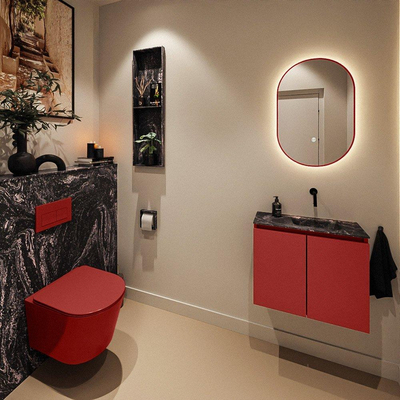 MONDIAZ TURE-DLUX 60cm toiletmeubel Fire. EDEN wastafel Lava positie rechts. Zonder kraangat.