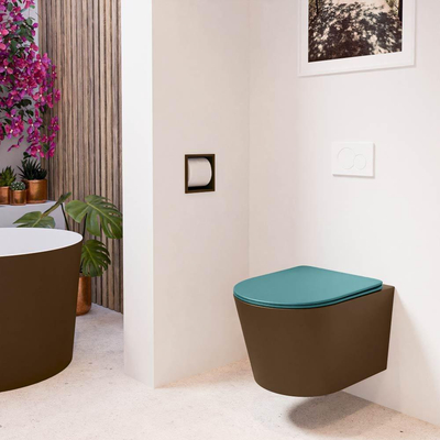 MONDIAZ LAVIE wandclosetpack - 36x53cm - diepspoel - rimless - Rust (bruin) - softclose - quick-release - toiletzitting - Smag (blauw)