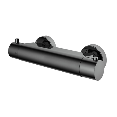 Hotbath Buddy thermostatische douchemengkraan met half duims doucheslang onderaansluiting zwart chroom SHOWROOMMODEL