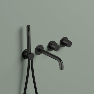 Hotbath Ace Afbouwdeel - voor inbouwthermostaat - 2-weg - stop omstel - uitloop - handdouche - doucheslang - zwart geborsteld PVD