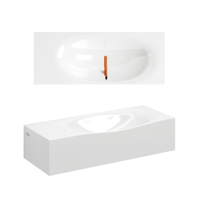 Clou Hammock Fontein - 45x18x11cm - voorbewerkt kraangat links - mineraalsteen - glans wit