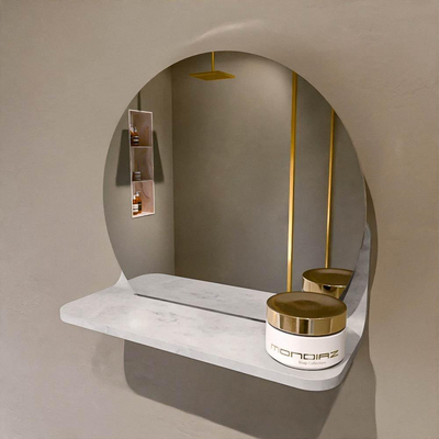 Mondiaz SPOT Badkamerspiegel - rond 30cm - spiegelplanchet - kleur Opalo