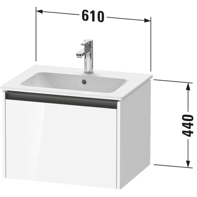 Duravit Ketho 2 wastafelonderbouwkast met 1 lade 61x48x44cm met greep antraciet eiken zwart mat