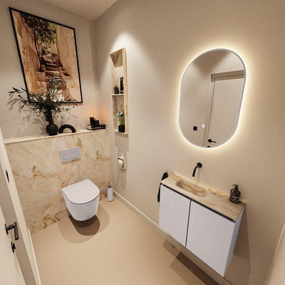 MONDIAZ TURE-DLUX 60cm toiletmeubel Cale. EDEN wastafel Frappe positie links. Zonder kraangat.