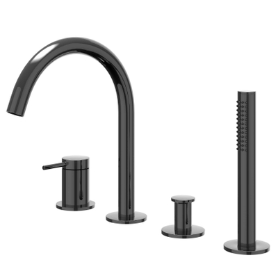 IVY Bond Badrandcombinatie - 4-wegs - mengkraan - draaibare uitloop - uittrekbare handdouche - Zwart chroom PVD