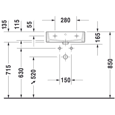 Duravit Vero Air wastafel geslepen 1 kraangat zonder overloop 50x47cm met WonderGliss wit