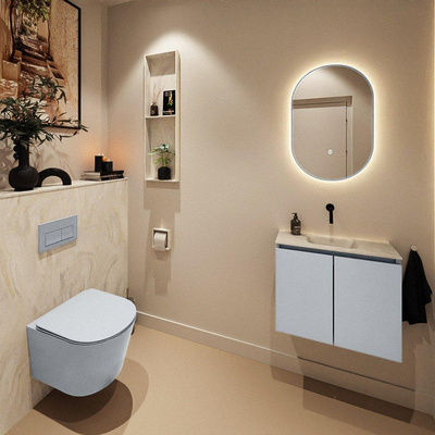 MONDIAZ TURE-DLUX 60cm toiletmeubel Clay. EDEN wastafel Ostra positie midden. Zonder kraangat.