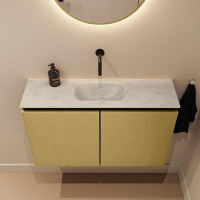 MONDIAZ TURE-DLUX 80cm toiletmeubel Oro. EDEN wastafel Opalo positie midden. Zonder kraangat.