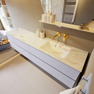 MONDIAZ VICA-DLUX Badkamermeubelset - 200cm - onderkast cale - 4 lades - inbouw wastafel cloud rechts - zonder kraangaten - 60cm hoge versie - frape