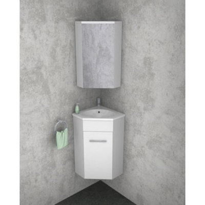 Xellanz Lena hoek-fonteinkast + wast. en spiegelk. 500x850x250 wit