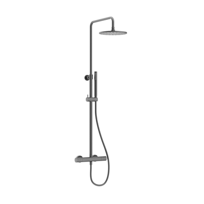 Crosswater Centrale Regendouche - thermostatisch - 22.5cm hoofddouche - rond - staafhanddouche - leisteen