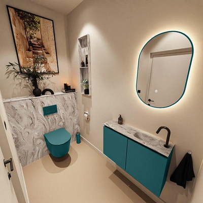 MONDIAZ TURE-DLUX 80cm toiletmeubel Smag. EDEN wastafel Glace positie rechts. Met 1 kraangat.