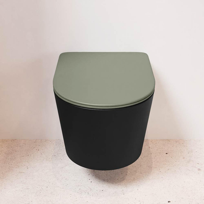 MONDIAZ LAVIE wandclosetpack - 36x53cm - diepspoel - rimless - Urban (zwart) - softclose - quick-release - toiletzitting - Army (groen)