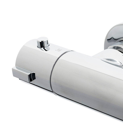 Fortifura Calvi Regendoucheset - thermostatisch - 25cm hoofddouche - staafhanddouche - chroom OUTLETSTORE