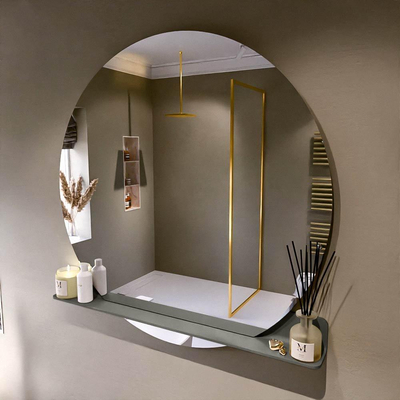 Mondiaz SPOT Badkamerspiegel - rond 120cm - spiegelplanchet - kleur Smoke