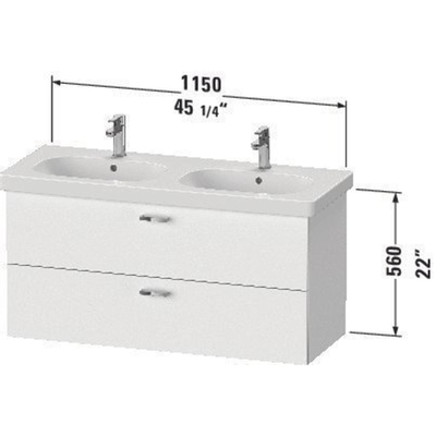 Duravit XBase Wastafelonderkast 120x45.8x56cm Standaard greep met softclose spaanplaat Grafiet Mat