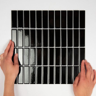 The Mosaic Factory Paris mozaïektegel - 30x30cm - wandtegel - Rechthoek - Porselein Black Glans