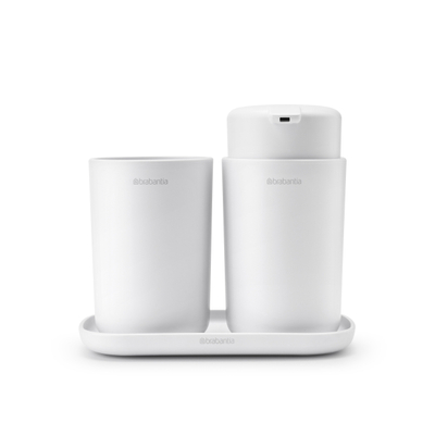 Brabantia ReNew Badkameraccessoires Set Van 3 Zeeppomp Tandenborstelhouder En Schaal White Wit