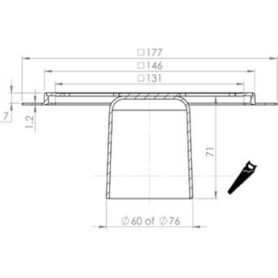 Aquaberg ABS kunststof renovatieput met RVS rooster incl. twee reukafsluiters 146x146mm inbouwhoogte 7mm