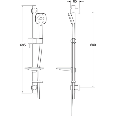 Methven Airstream glijstangset met 3 standen handdouche easy fit chroom OUTLETSTORE