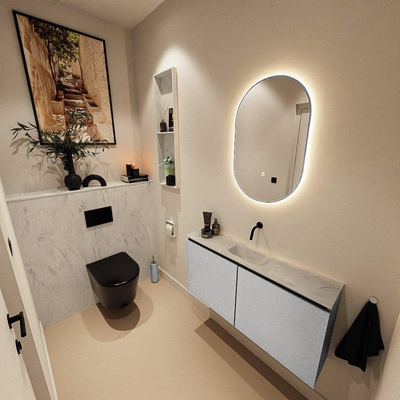 MONDIAZ TURE-DLUX 100cm toiletmeubel Plata. EDEN wastafel Opalo positie midden. Zonder kraangat.