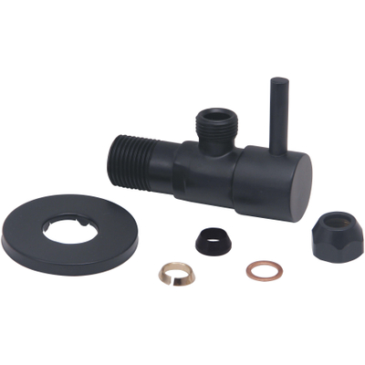 Wiesbaden Minimal Hoekstopkraan met rozet 3/8x10 mat zwart OUTLETSTORE