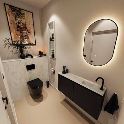 MONDIAZ TURE-DLUX 100cm toiletmeubel Urban. EDEN wastafel Opalo positie rechts. Met 1 kraangat.
