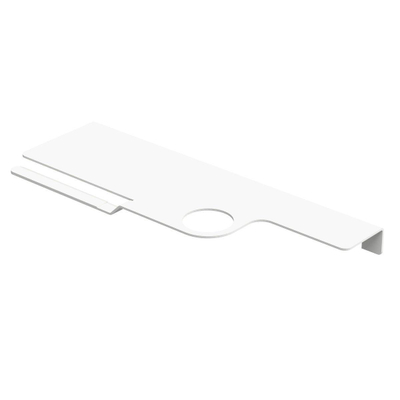 INK Mono L planchet - rechts staal wit mat met INK Jazz XS waskom mat wit en INK 3A Fonteinkraanset Mat rose goud SHOWROOMMODEL