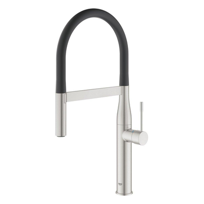 GROHE essence new Keukenkraan - hoog - uittrekbare uitloop - 2 straalsoorten - met profesionele handdouche - supersteel geborsteld