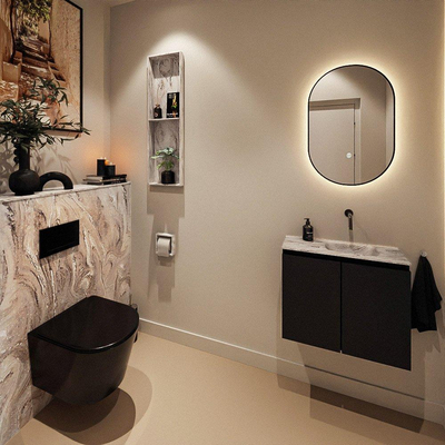 MONDIAZ TURE-DLUX 60cm toiletmeubel Urban. EDEN wastafel Glace positie rechts. Zonder kraangat.