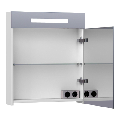BRAUER Promise Deluxe spiegelkast - 100x70x15cm - met directe verlichting - 2 dubbelzijdige spiegeldeuren - mat wit