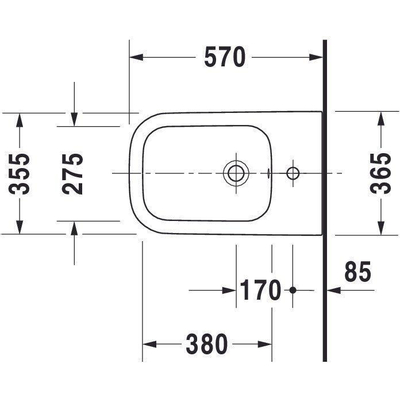 Duravit HappyD 2 staand bidet back to wall 36.5x57cm met overloop met kraangat met wondergliss wit