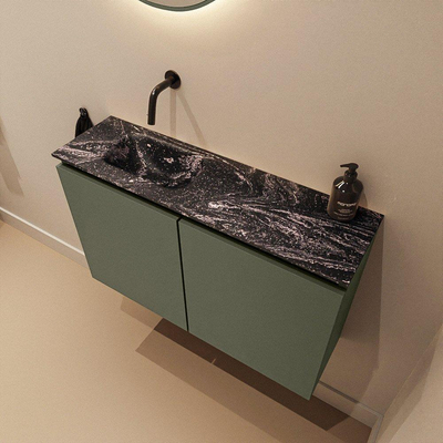 MONDIAZ TURE-DLUX 80cm toiletmeubel Army. EDEN wastafel Lava positie links. Zonder kraangat.
