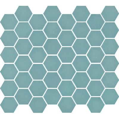 The Mosaic Factory Valencia mozaïektegel - 27.6x32.9cm - wand en vloertegel - Zeshoek/Hexagon - Gerecycled glas Turquoise Mat