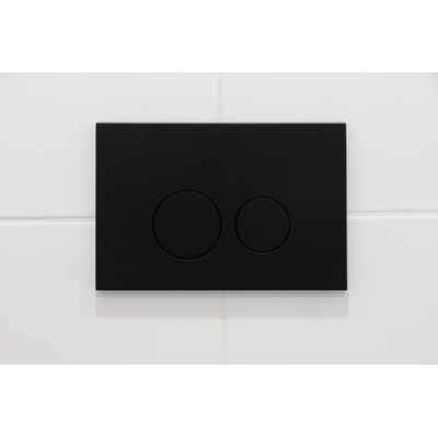 QeramiQ Push Bedieningsplaat kunststof Mat Zwart met ronde dualflush frontbediening voor Geberit UP320 inbouwreservoir