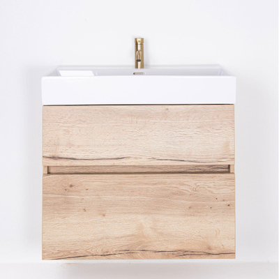 Saniclass Aurora Badmeubelset - 80cm - 2 lades - wastafel keramiek - 1 kraangat - wit - roble luz OUTLETSTORE
