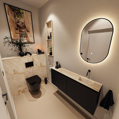 MONDIAZ TURE-DLUX 120cm toiletmeubel Urban. EDEN wastafel Frappe positie rechts. Zonder kraangat.